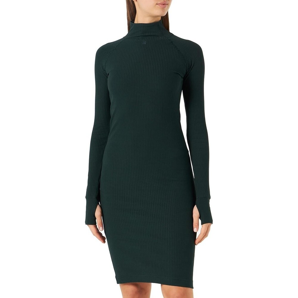 G Star Raw Women's Ribbed Knit Green Mini Dress Size Large